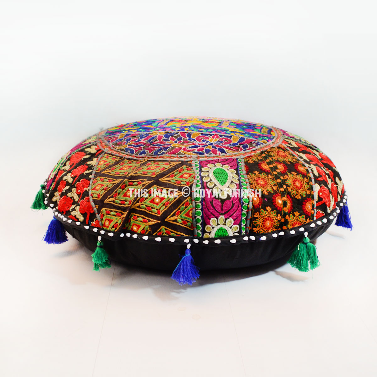 Indian Handmade Cotton Round Floor Cushion Filler, Bohemian