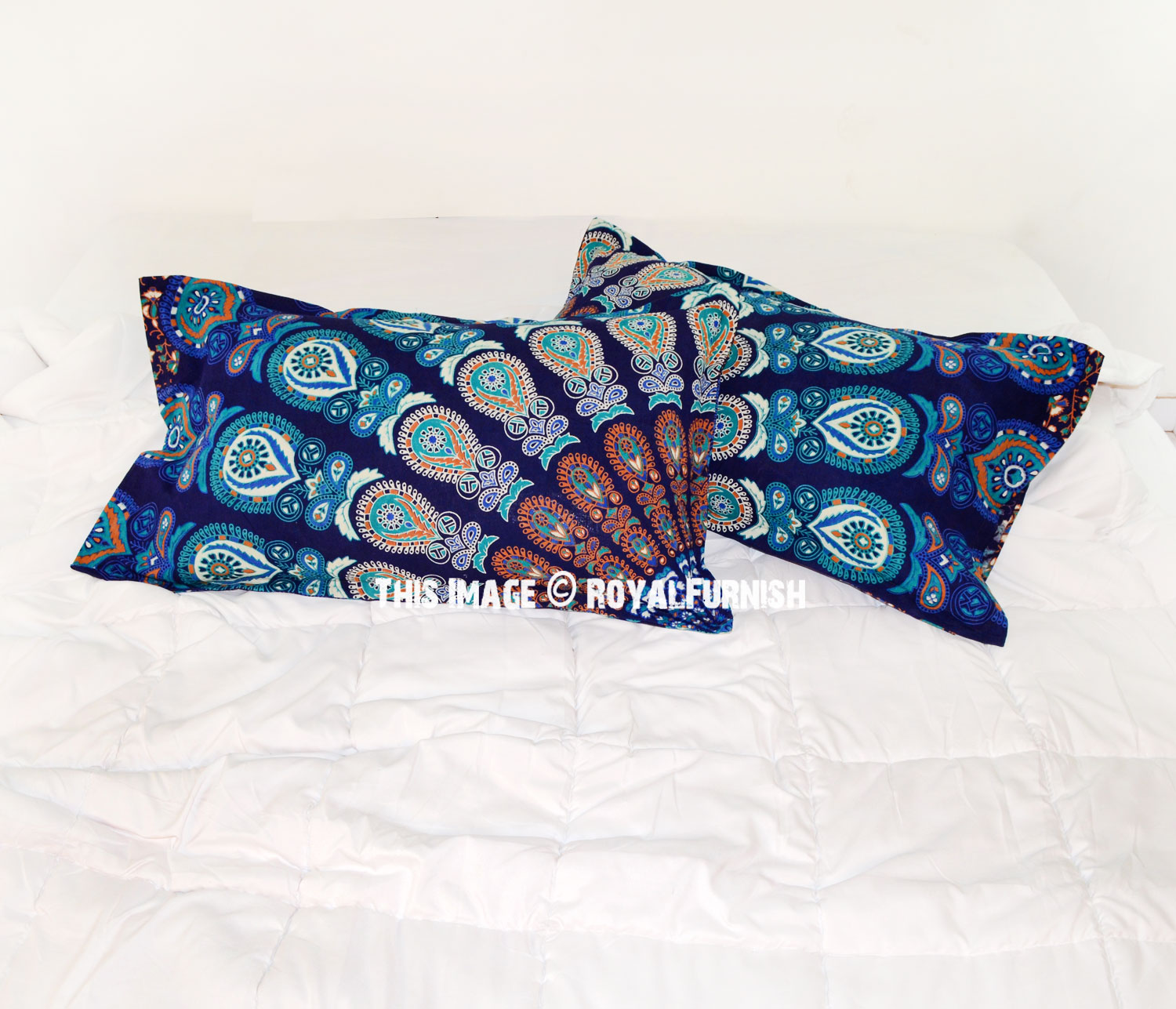 Indigo Peacock Pillow Set - Peacock Pillows 
