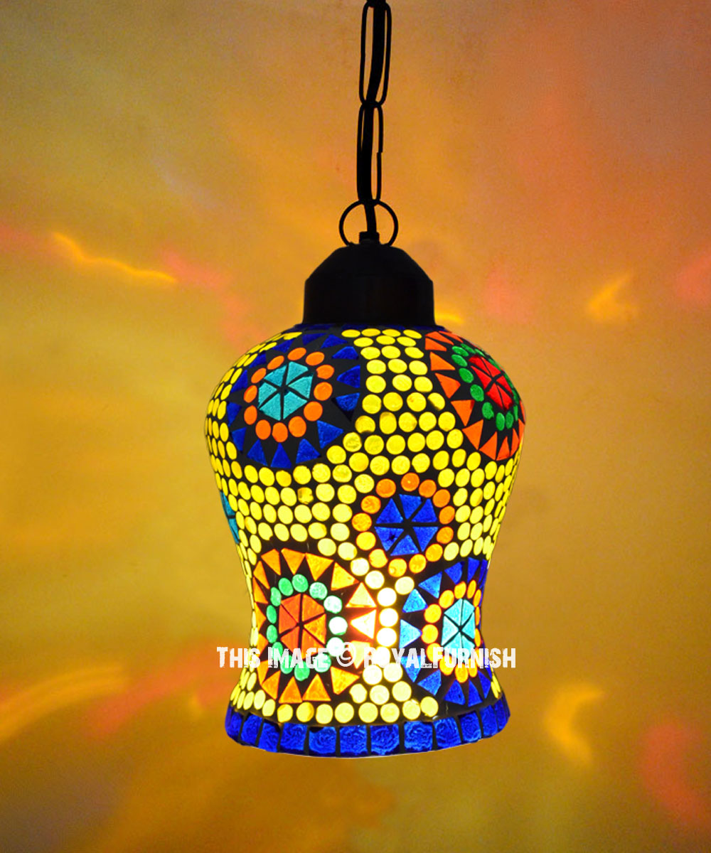 Ceiling Hanging Turkish Mosaic Glass Pendant Lamp Lantern