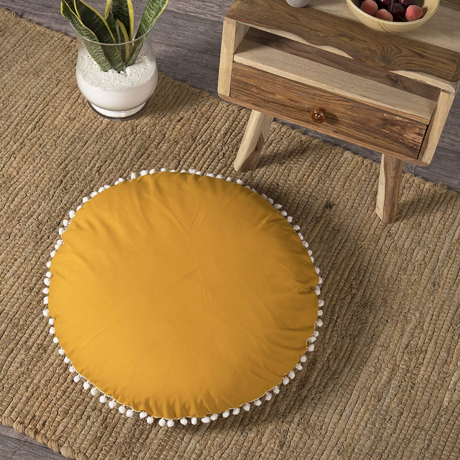 Floor Cushion Cover - Square Yellow