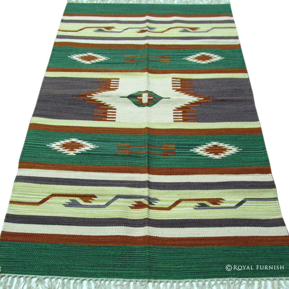 Indian Hand Woven Geometric Rag Rug Floor Mat