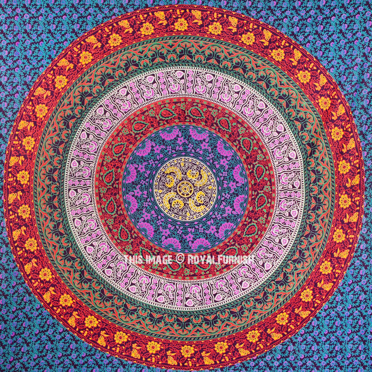 Colorful Round Zen Mandala Tapestry Bohemian Hippie Red Purple - My Zen  Temple