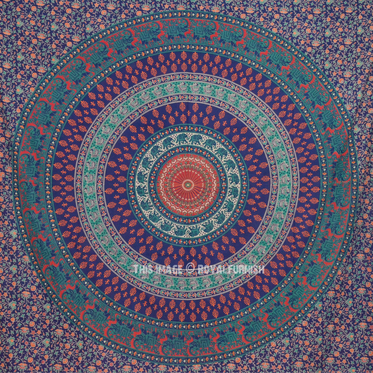 Blue Multi Bohemian Mandala Throw Wall Tapestry, Hippie Indian Bedding ...