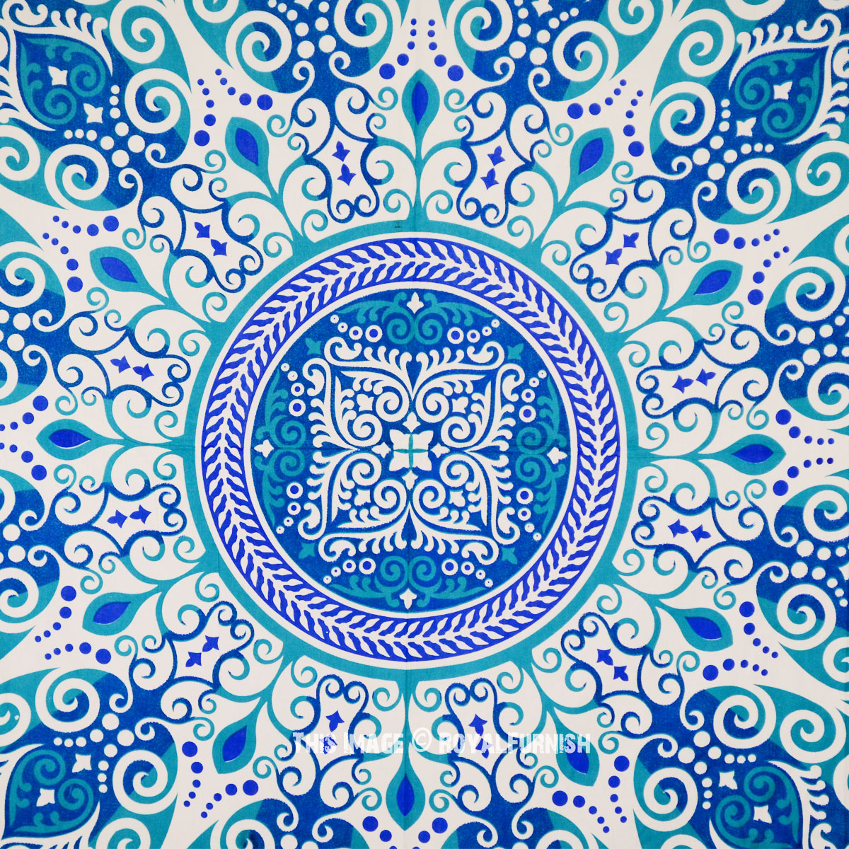 Sea Green & Blue Zumba Boho Mandala Tapestry - RoyalFurnish.com