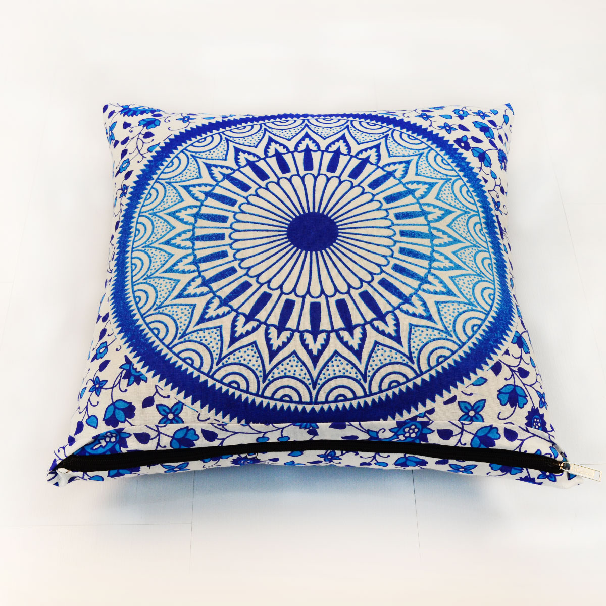 Decorative Blue Bohemian Throw Pillow Case 16X16 Inch - RoyalFurnish.com