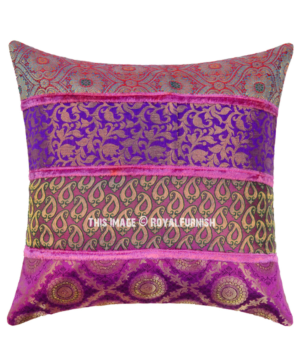 Unique Colorful Pink Silk Pillow Case 16X16 Inch - RoyalFurnish.com