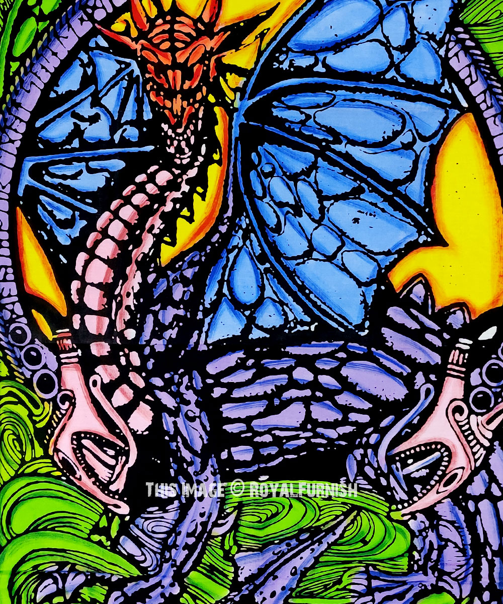 Multicolored Angry Dragon Tapestry - Poster Size 30X40 Inch ...