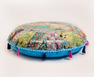Large 32" Turquoise Blue Colorful Round Yoga Meditation Floor Cushion Cover