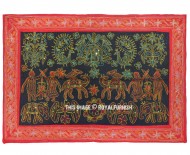 Elephant Birds Peacock Ari Work Hand Embroidered Wall Hanging Tapestry