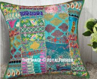 Green 18X18 Unique Patchwork Decorative Throw Pillow Case