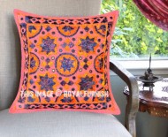 Pink Multi Bohemian Accent Unique Mirrored Star Cotton Pillow Cover 16X16