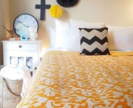 Queen Size Yellow ZigZag Printed Decorative Ikat Kantha Quilt Bedding Throw