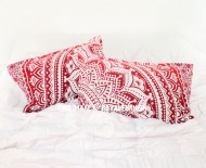 Decorative Red Bohemian Floral Ombre Mandala Bed Pillow Covers Set of Two