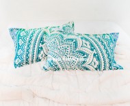 Sea Green Geometric Ombre Mandala Bed Pillow Covers Set of Two