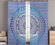 Blue Classic Ombre Mandala Tapestry Curtain Panel Pair