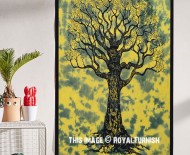 Green Multi Tie Dye Desert Dry Tree Cotton Fabric Poster Wall Art
