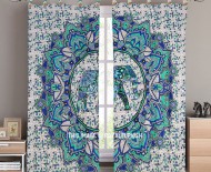 White Multi Asian Elephant Mandala Deja Vu Tapestry Curtain Panel Pair