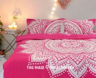 Pink & White Dreams Rangoli Mandala Duvet Covers with Set of 2 Pillow Covers