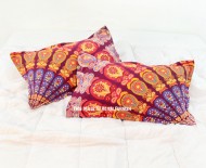 Maroon Plum & Bow Mandala Bed Pillow Covers Set of Two