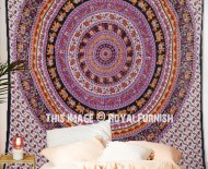 Purple & Black Bohemian Elephant Mandala Wall Tapestry