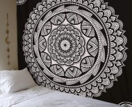 Black Bohochic Medallion Mandala Wall Tapestry