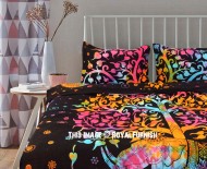 Tie Dye Colorful Elephant Tree Duvet Covers with Set of 2 Pillow Covers