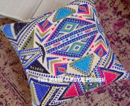 Blue Turkish Mix Match Pattern Throw Pillow Cover 16X16