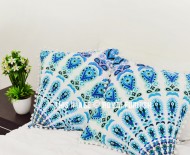 Decorative Blossom Pom Pom Mandala Throw Pillow Covers Set of 2
