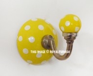 Yellow Polka Dots Ceramic Wall Hook