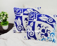 Blue Multi Ombre Bohemian Mandala Pom Pom Throw Pillow Cover Set of 2