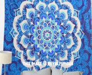Blue Multi Marigold Bohemian Mandala Wall Tapestry