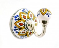 White & Yellow Flower Hand Paint Bohemian Decorative Ceramic Wall Hook