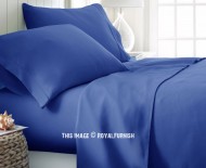 Royal Blue 4Pc Cotton Bed Sheet Set 1 Flat Sheet, 1 Fitted Sheet and 2 Pillowcases 300TC