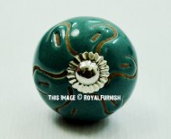 Decorative Round Flower Shape Ceramic Drawer Knobs Set of 2