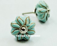Flower Shape Decorative Vintage Melon Ceramic Drawer Knobs Set of 2