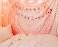 Sparkling Gold Pink Ombre Mandala Bohemian Wall Tapestry Queen Size