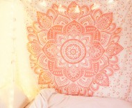 Rose Gold Pink Mandala Tapestry