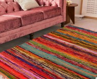 Handmade Orange Boho Braided Reversible Rag Rug 4X6 Ft