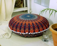 Colorful Bohemian Mandala Cotton Round Floor Pillow Cover - 32 Inch