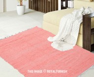 Pink Solid Color Soft Cotton Chindi Area Rug 4X6 Ft. - 48X72 Inch