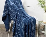 Blue Arrow Dotted Hand Block Print Boho Cotton Throw Blanket - 50X70 Inch