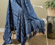 Blue Arrows Dots Print Boho Cotton Throw Blanket - 50X70 Inch