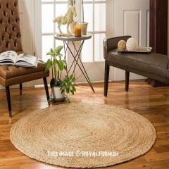 Buy Fernish Decor Jute & Cotton Round Hand Woven, Reversible Carpet Braided  Rug Fabric Border, Boho Look for Living Room Bedroom (Multicolour, 120 cm  Dia) Online at Low Prices in India 