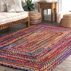 Hand Braided Ivory Multi-color Soft Area Rugs  Cotton rag rug, Braided  area rugs, Cotton rug