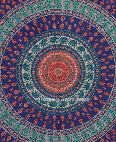 Blue Multi Bohemian Mandala Throw Wall Tapestry, Hippie Indian Bedding ...